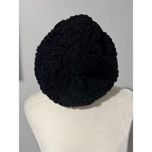 Black knit 100% wool slouchy Beanie